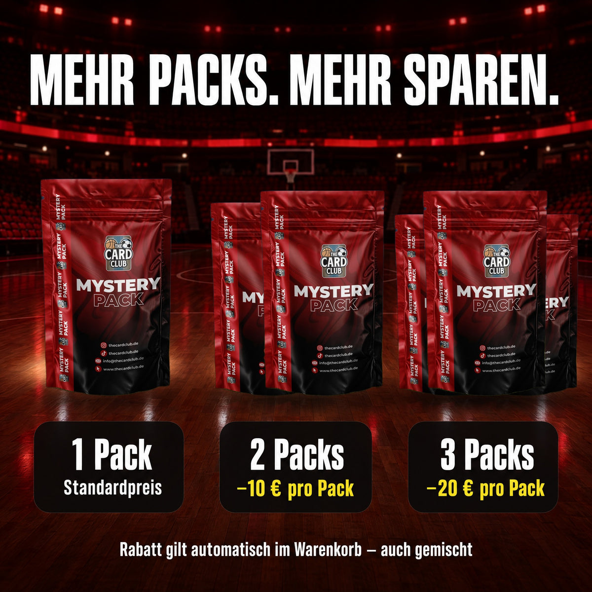 Mystery Pack Basketball: Mengenrabatt: mehr Packs, mehr sparen