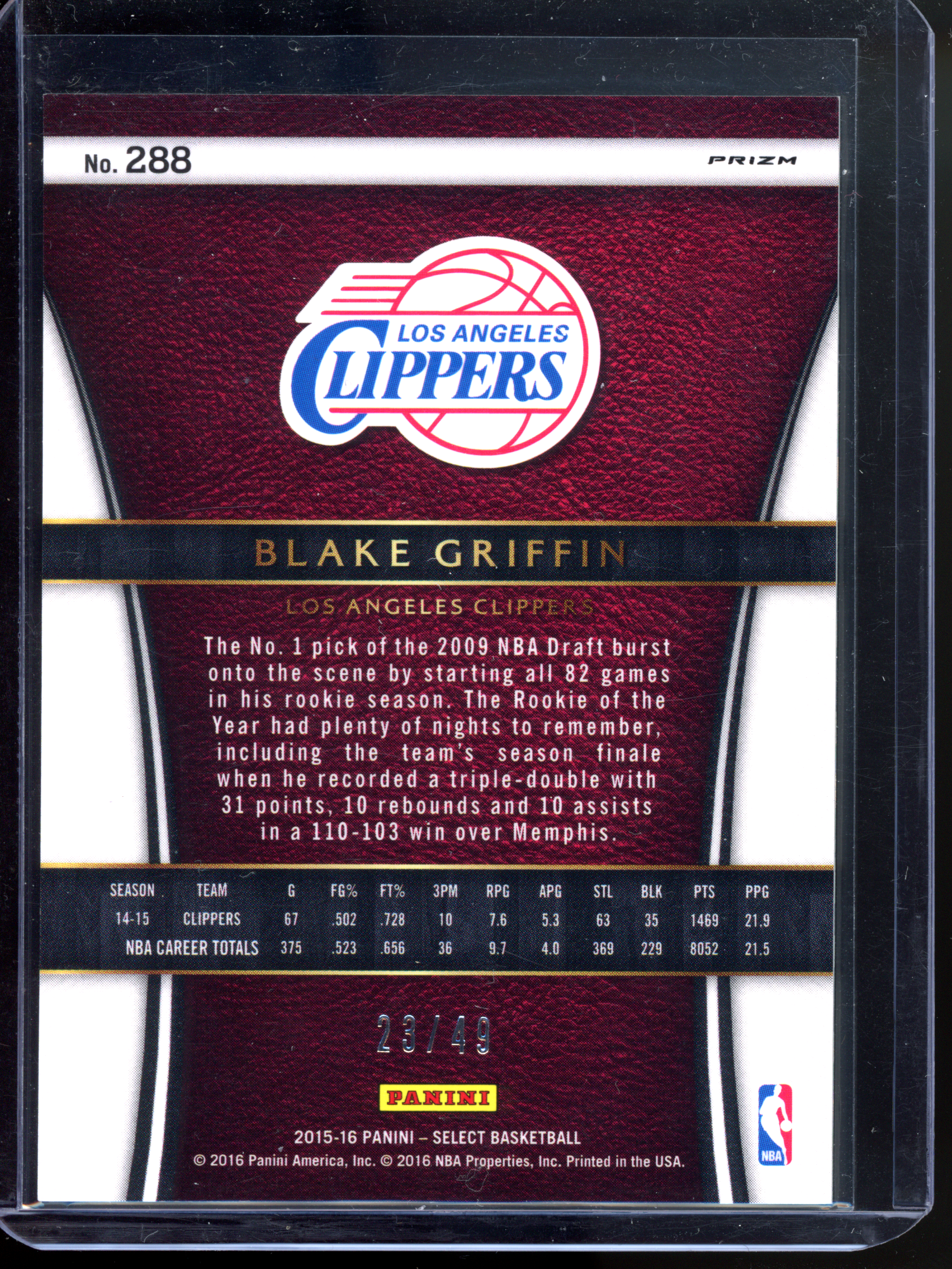 Blake Griffin Courtside Copper - Limitiert auf 49 I 2015-16 Panini Select Prizm