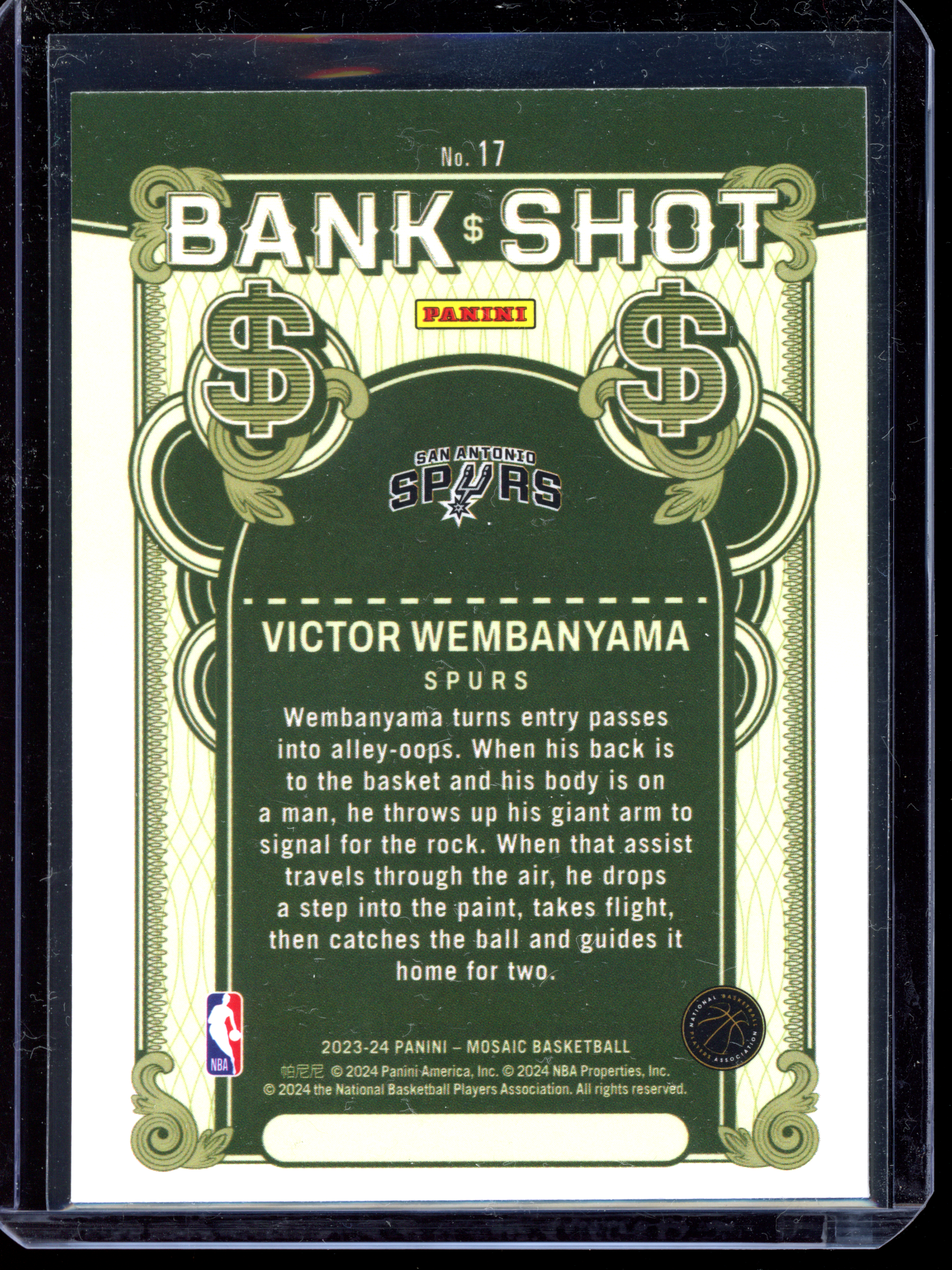 Victor Wembanyama Bank Shot Rookie Karte I 2023-24 Panini Mosaic