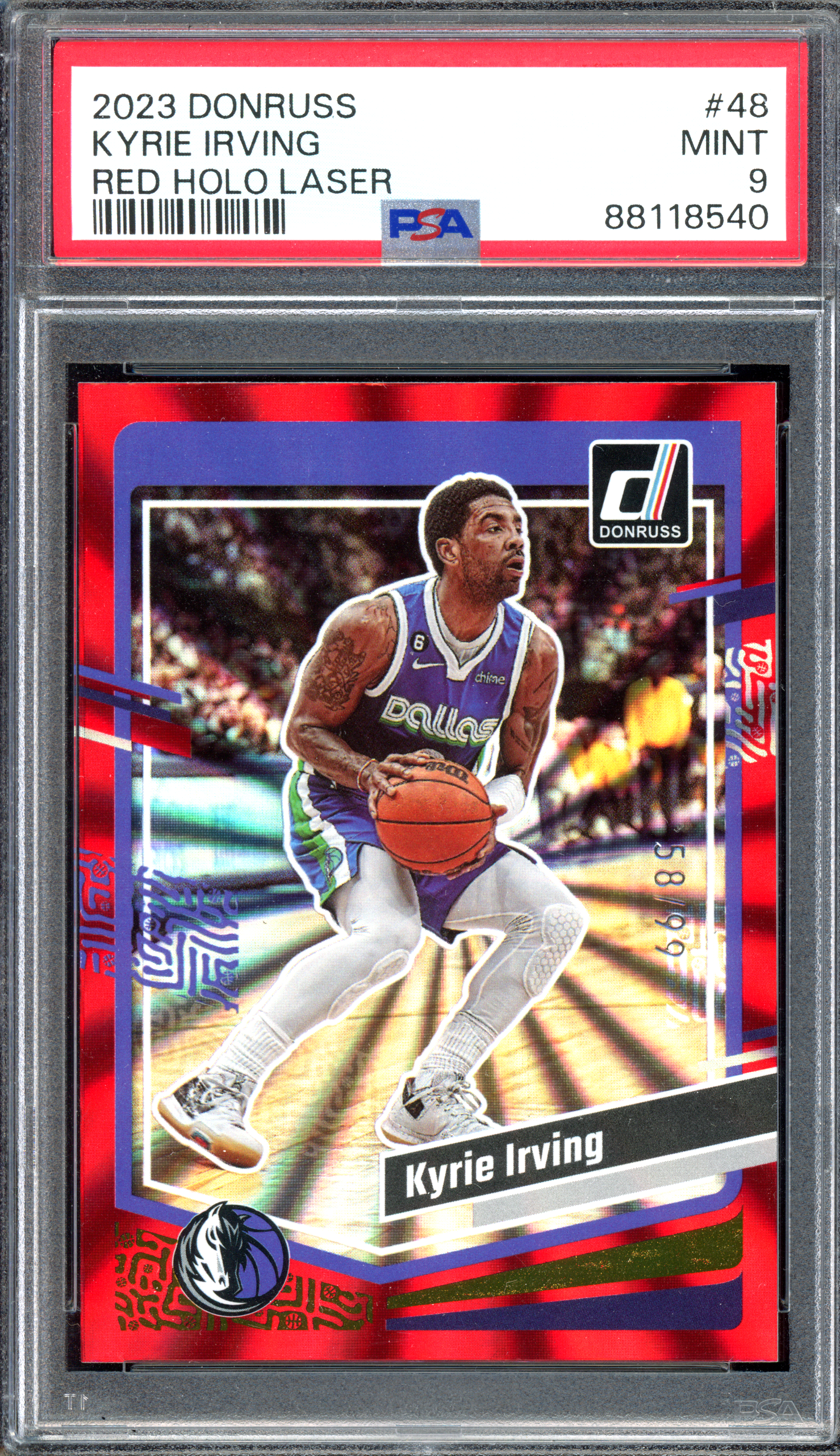 Kyrie Irving Red Holo Laser PSA 9 - Limitiert auf 99 I 2023-24 Panini Donruss