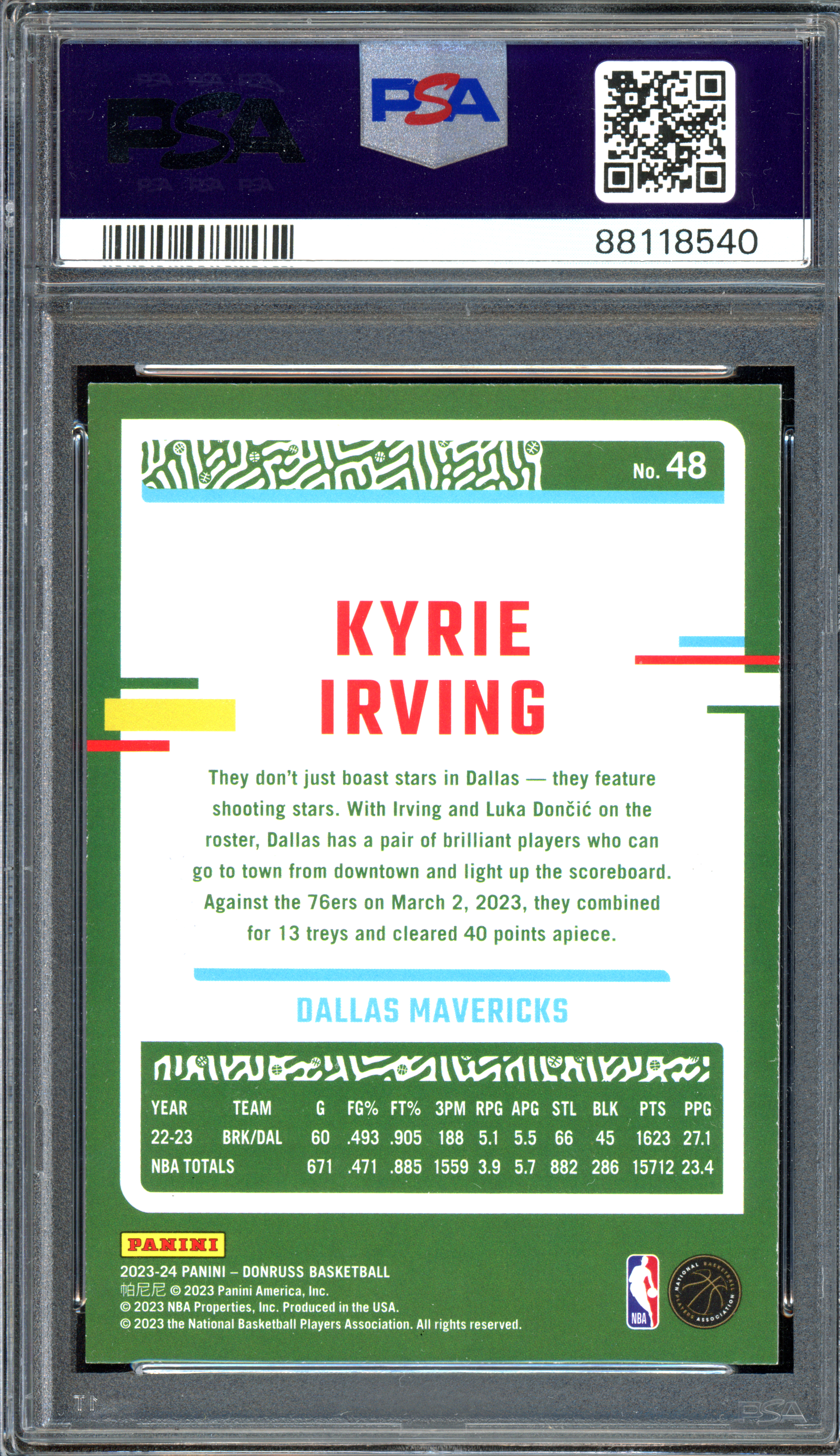 Kyrie Irving Red Holo Laser PSA 9 - Limitiert auf 99 I 2023-24 Panini Donruss