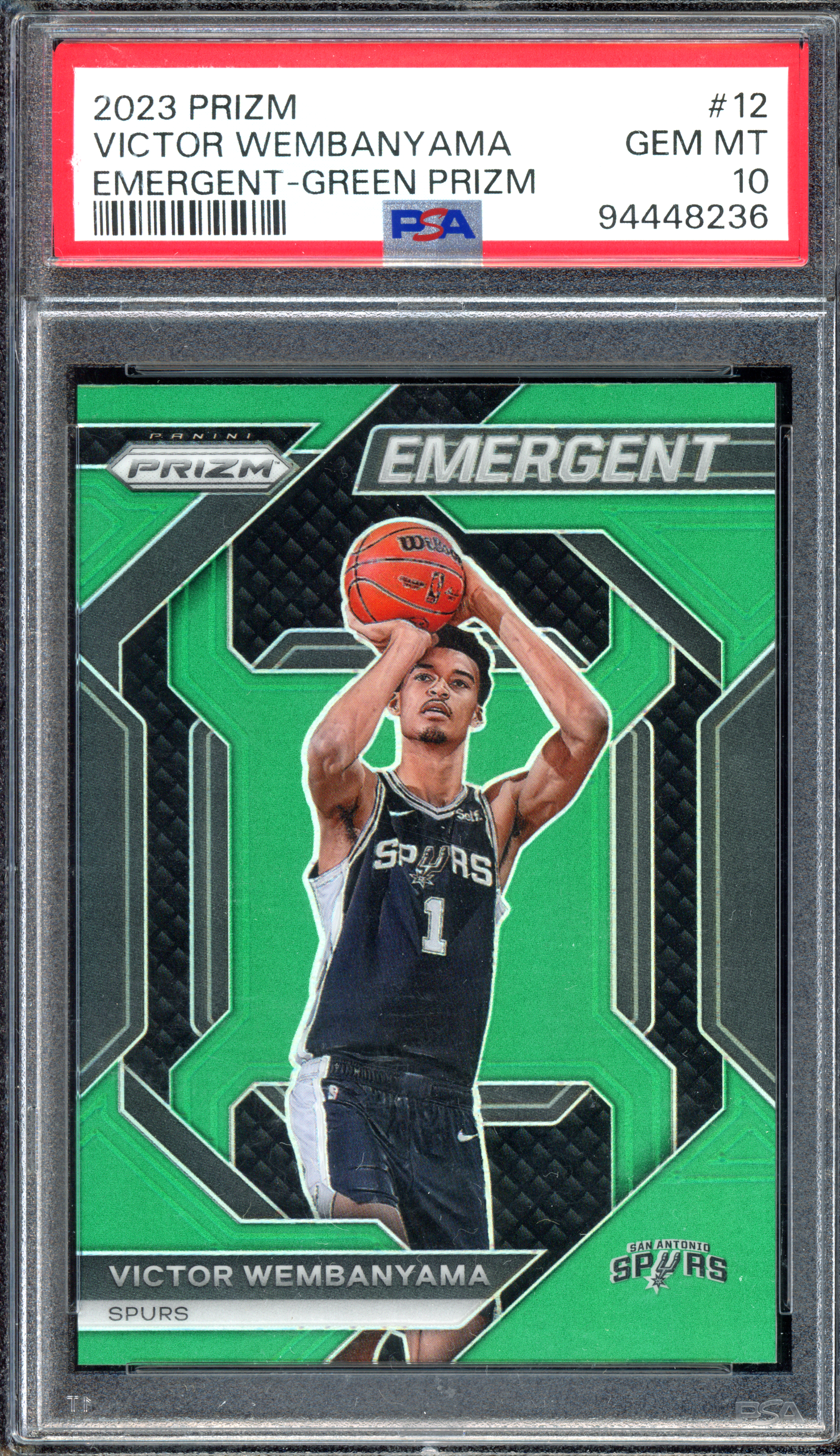 Victor Wembanyama Emergent Green Rookie Karte PSA 10 I 2023-24 Panini Prizm