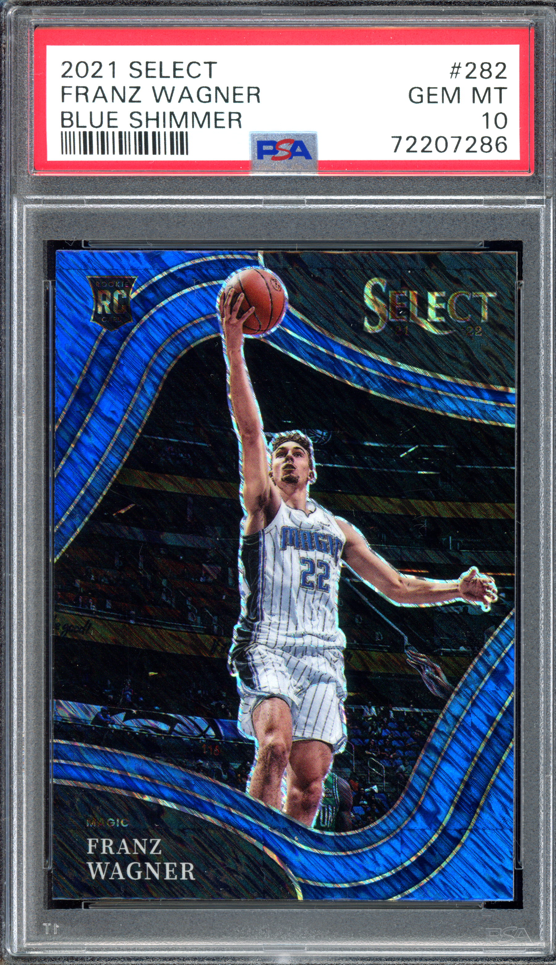 Franz Wagner Blue Shimmer Rookie PSA 10 I 2021-22 Panini Select Courtside