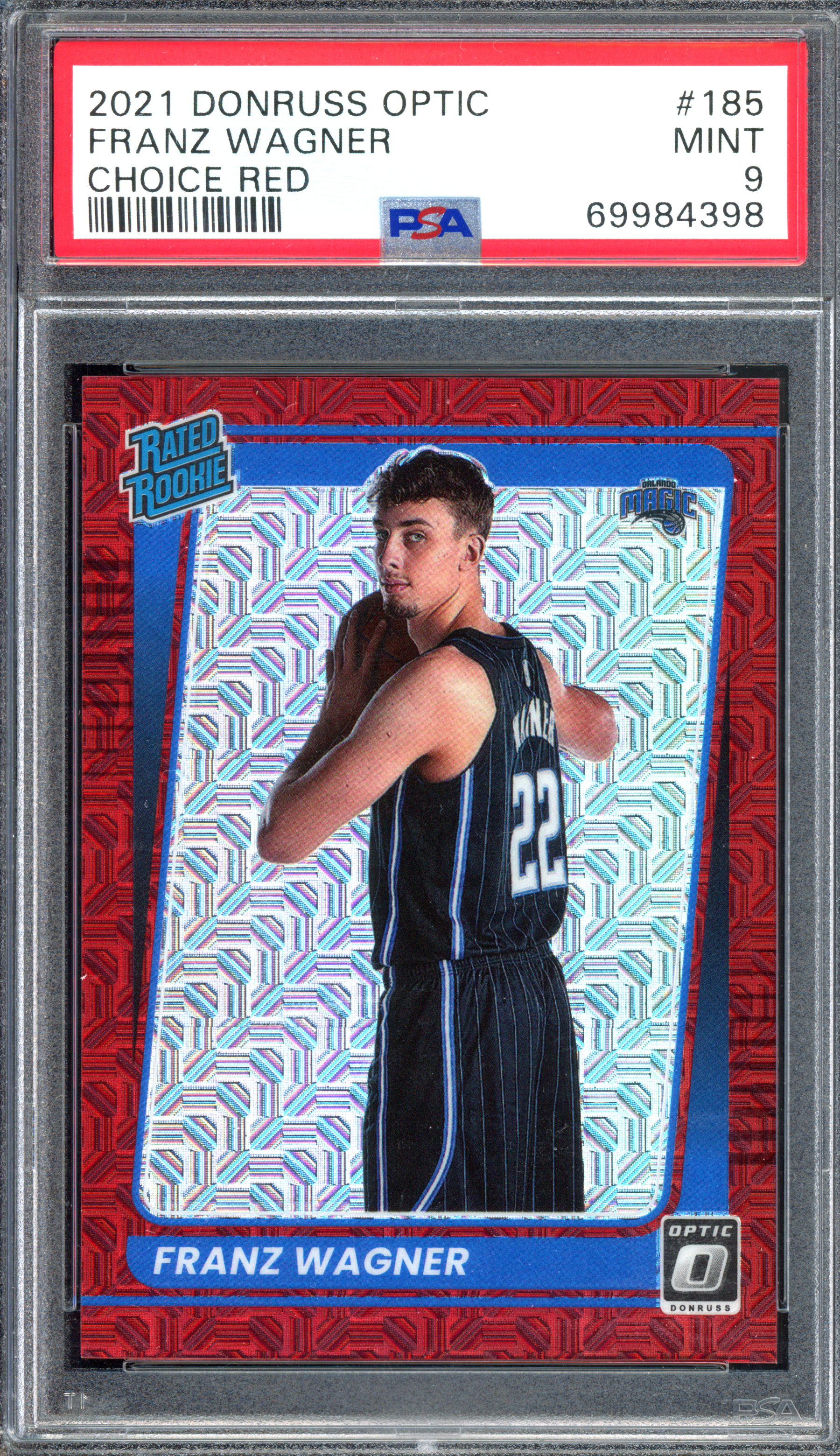 Franz Wagner Choice Red Rookie PSA 9 I Nummeriert auf 88 I 2021-22 Panini Donruss Optic