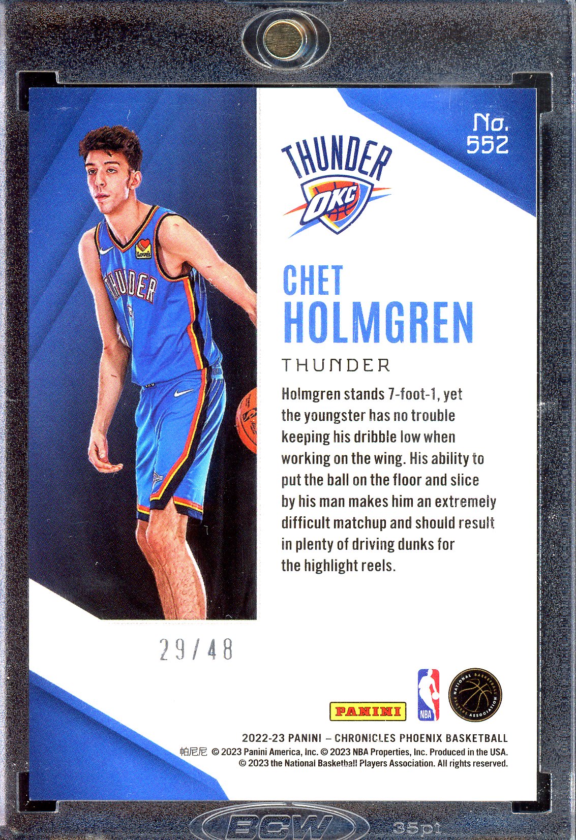 Chet Holmgren - Limitiert auf 48 - 2022-23 Panini Chronicles Phoenix Rookie
