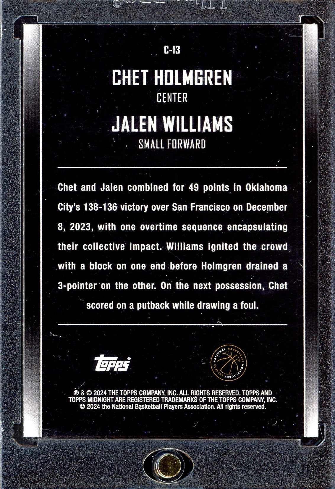 Chet Holmgren & Jalen Williams - Limitiert auf 12 - 2023-24 Topps Midnight Constellations