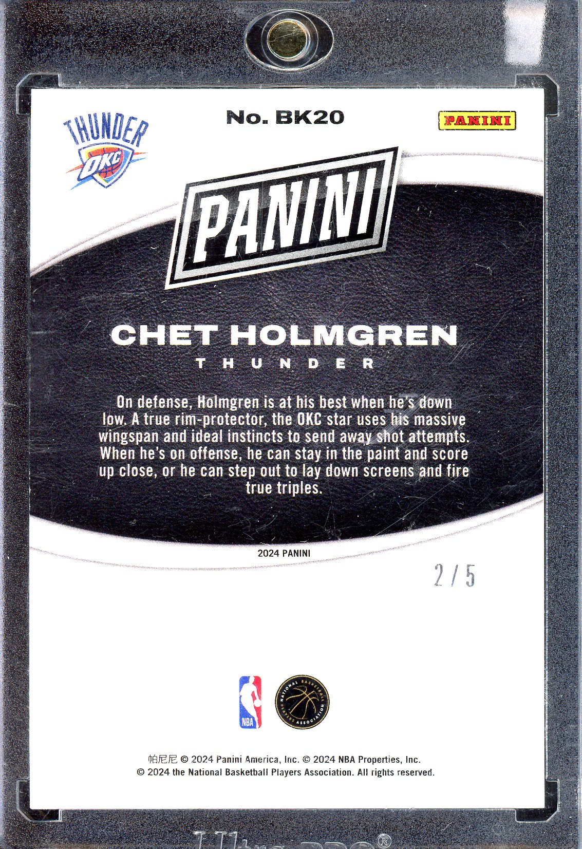 Chet Holmgren - Limitiert auf 5 - 2024 Panini Black Friday
