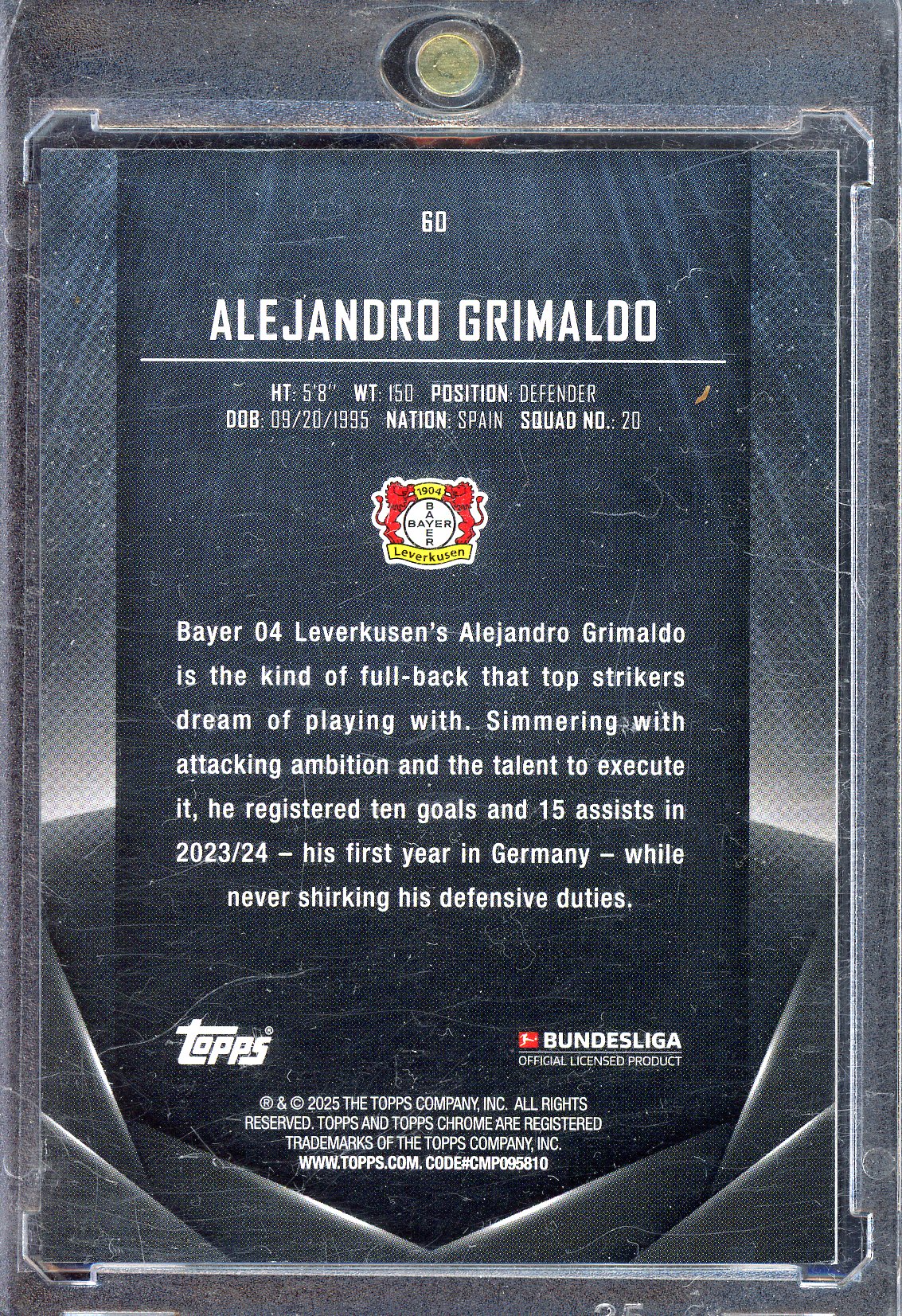 Alejandro Grimaldo - Limitiert auf 25 - 2025 Topps Midnight
