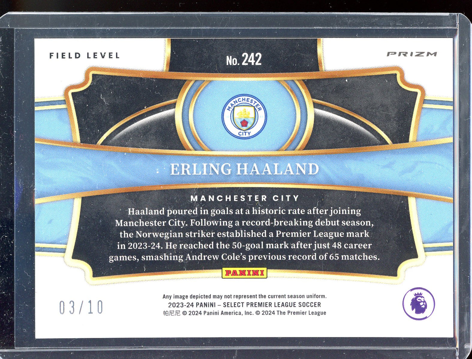 Erling Haaland Gold - Limitiert auf 10 - 2023-24 Panini Select Premier League Field Level