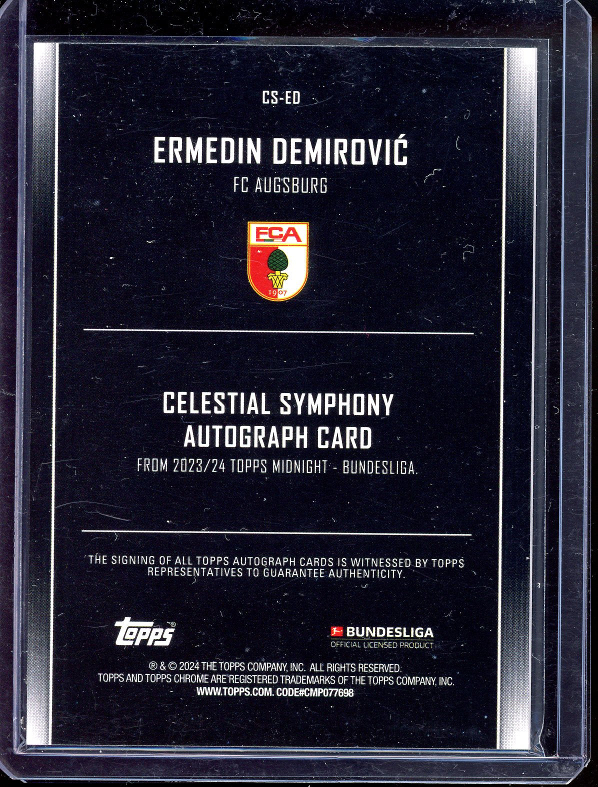 Ermedin Demirovic Autogramm - Limitiert auf 25 - 2024 Topps Midnight Bundesliga