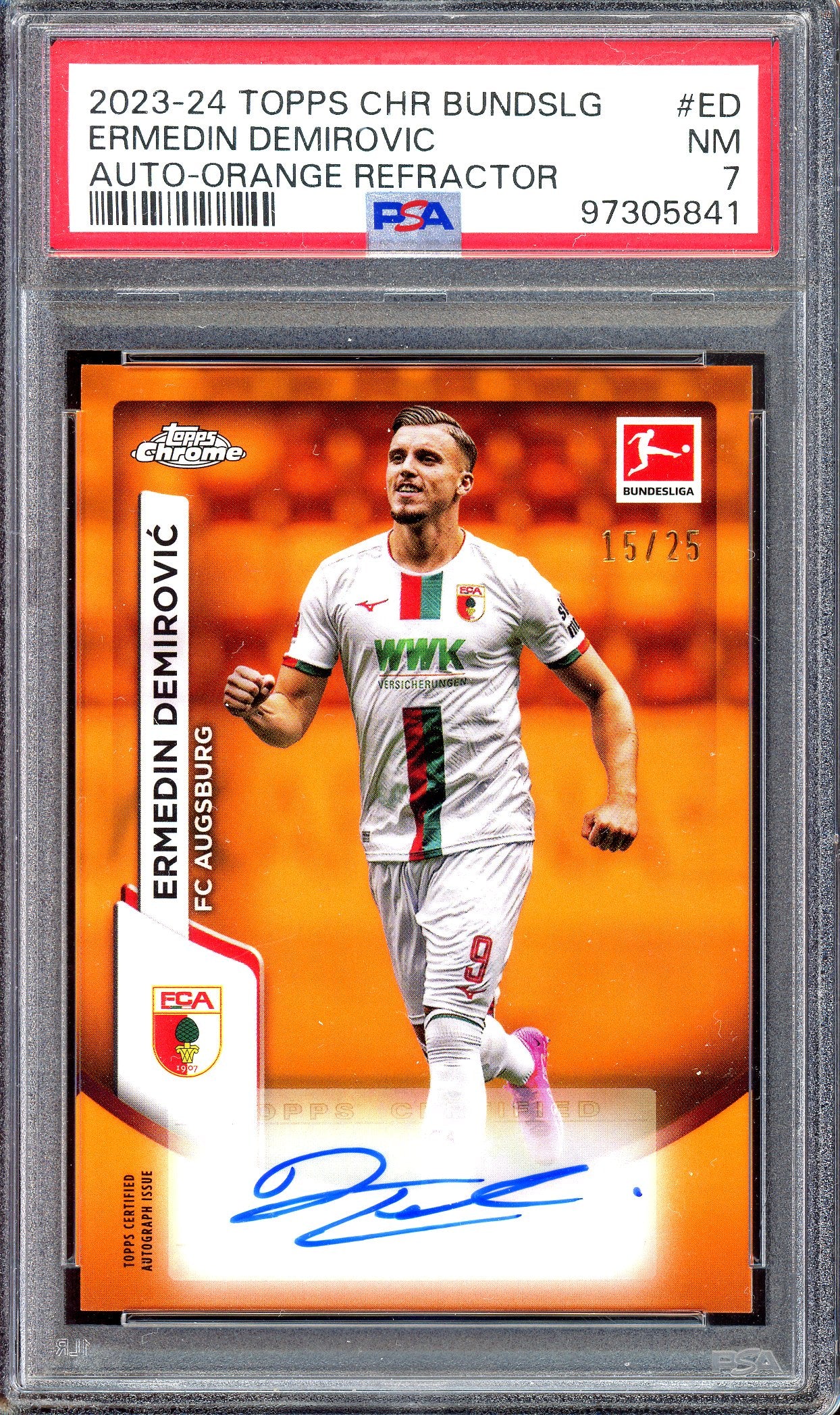 Ermedin Demirovic Autogramm - Limitiert auf 25 - 2024 Topps Chrome Bundesliga PSA 7