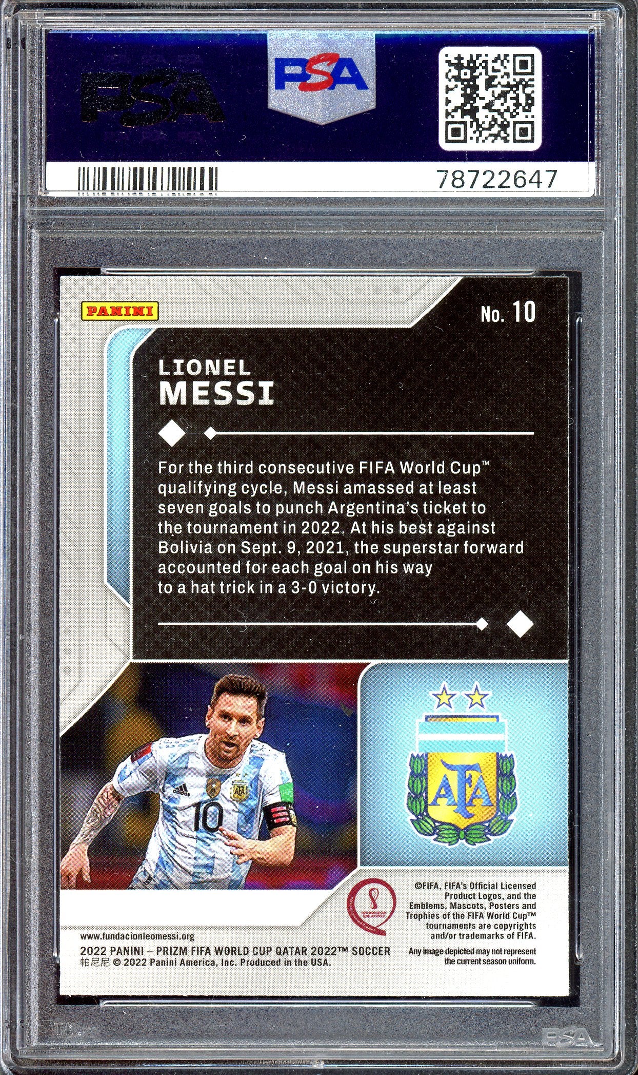 Lionel Messi Scorers Club - PSA 9 - 2022 Prizm World Cup Qatar