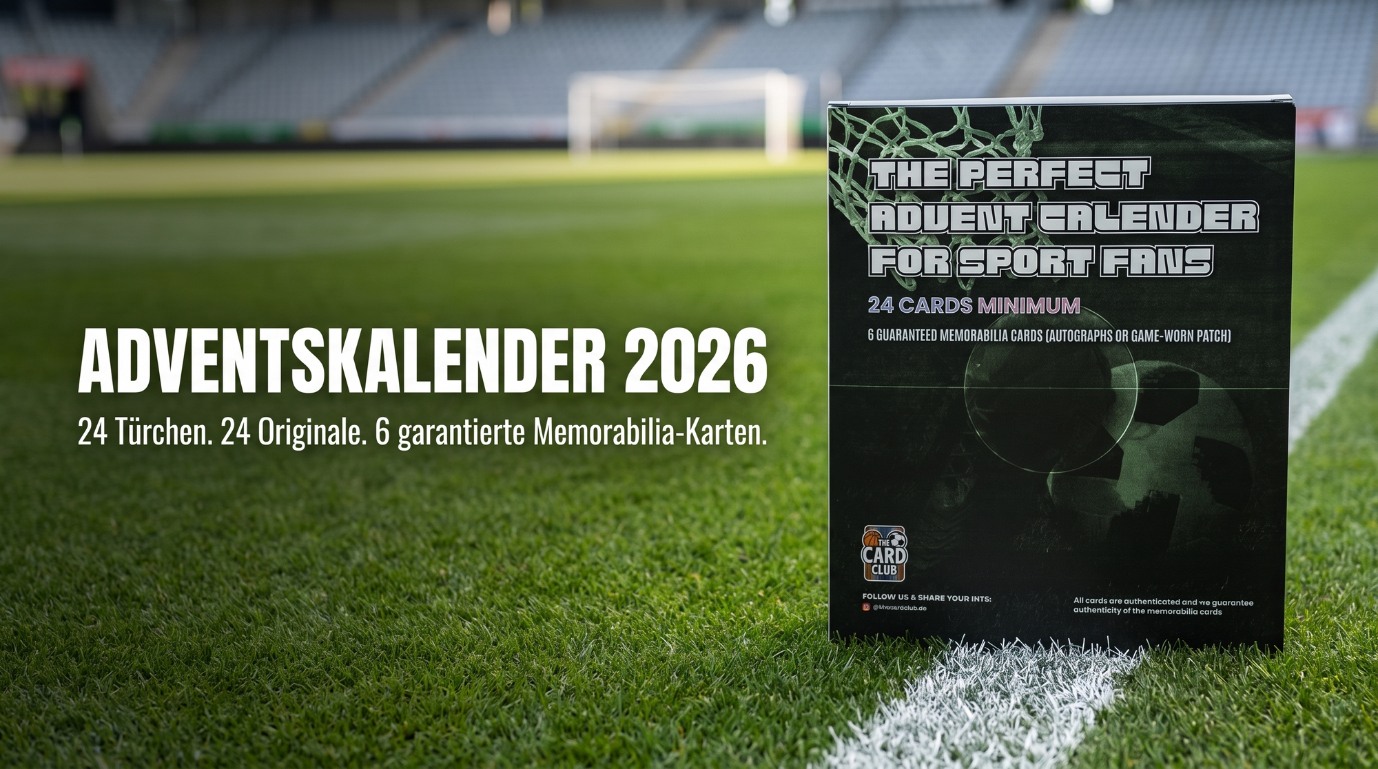 Adventskalender 2026 Fussballplatz Banner mit Text