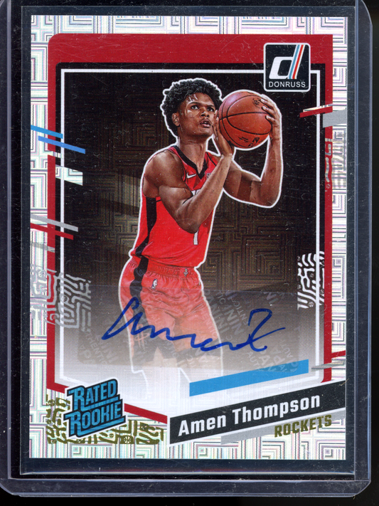 Amen Thompson Autogrammkarte I 2023-24 Donruss Rated Rookie Choice