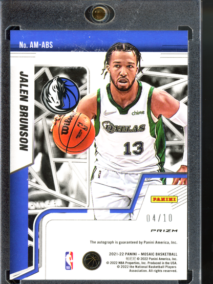 Jalen Brunson Autogrammkarte - Limitiert auf 10 I 2021-22 Panini Mosaic Gold