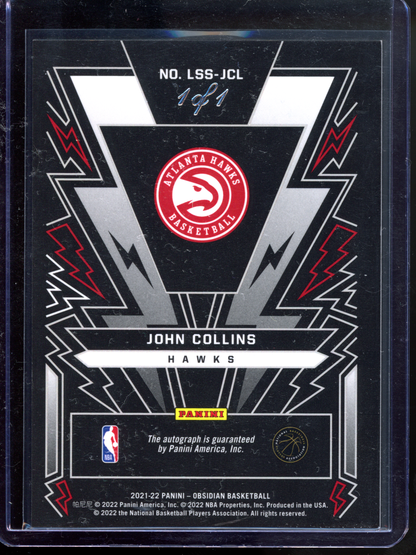 John Collins Autogrammkarte 1/1 - Einmalig auf der Welt! I 2021-22 Panini Obsidian Lightning Strike