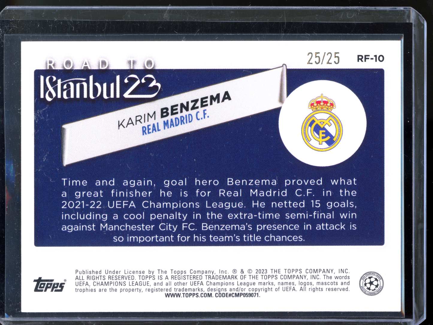 Karim Benzema Road to Istanbul - Limitert auf 25 I 2022-23 UEFA Champions League Orange