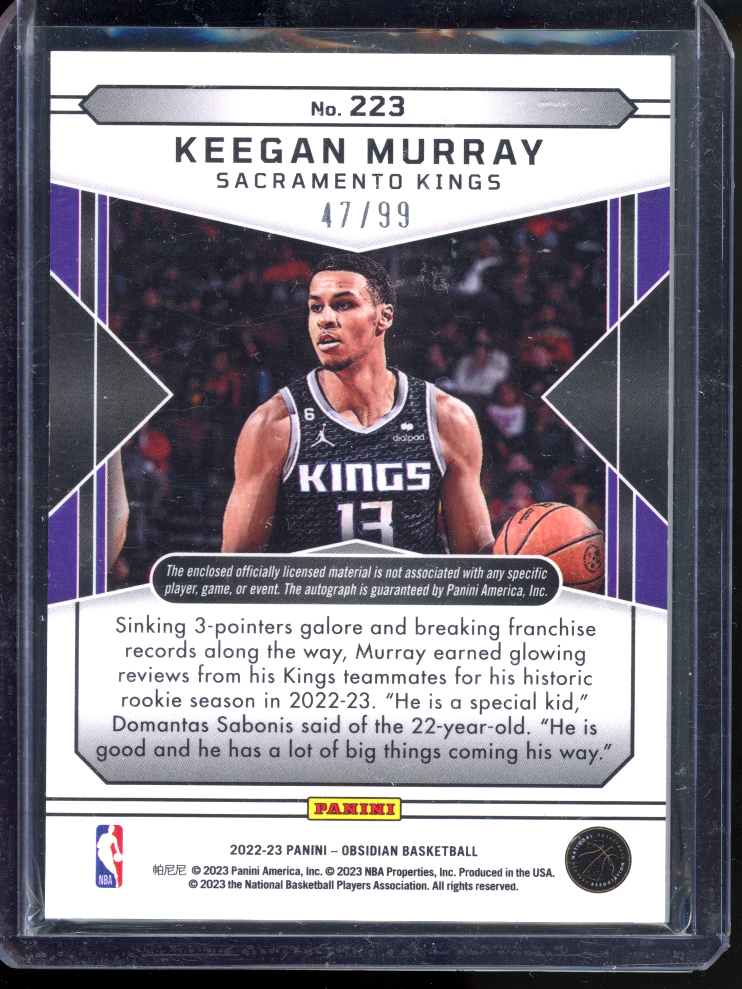 Keegan Murray Autogrammkarte - Limitiert auf 99 I 2022-23 Panini Obsidian RPA