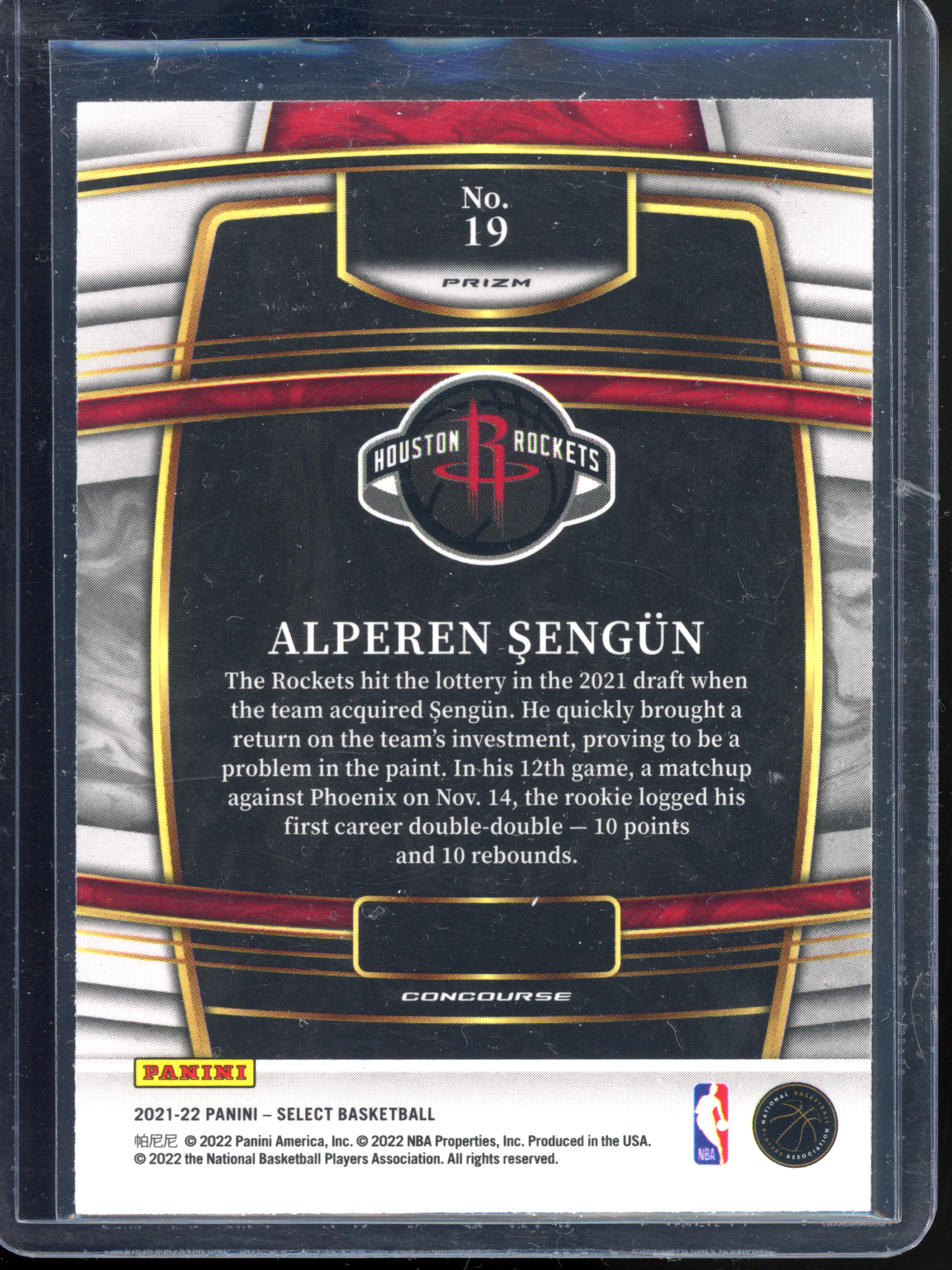 Alperen Sengün Rookie Karte - Blue Shimmer I 2021-22 Panini Select