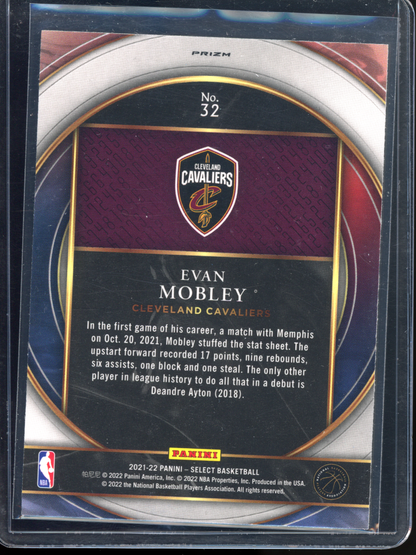 Evan Mobley Numbers Silver Rookie I 2021-22 Panini Select