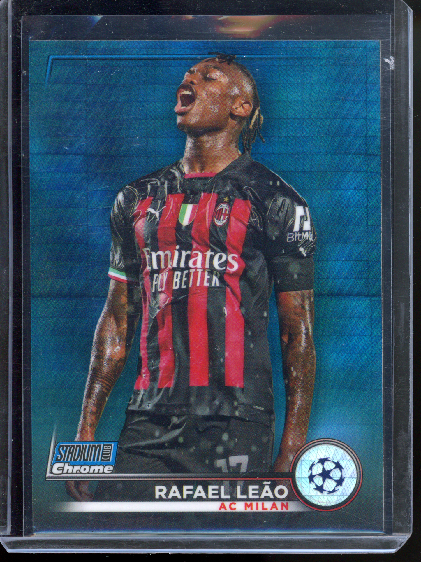 Rafael Leao Blue Prism I 2022-23 Stadium Club Chrome UEFA Champions League