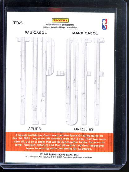 Pau Gasol & Marc Gasol Tip-Off Silver I 2018-19 Panini NBA Hoops