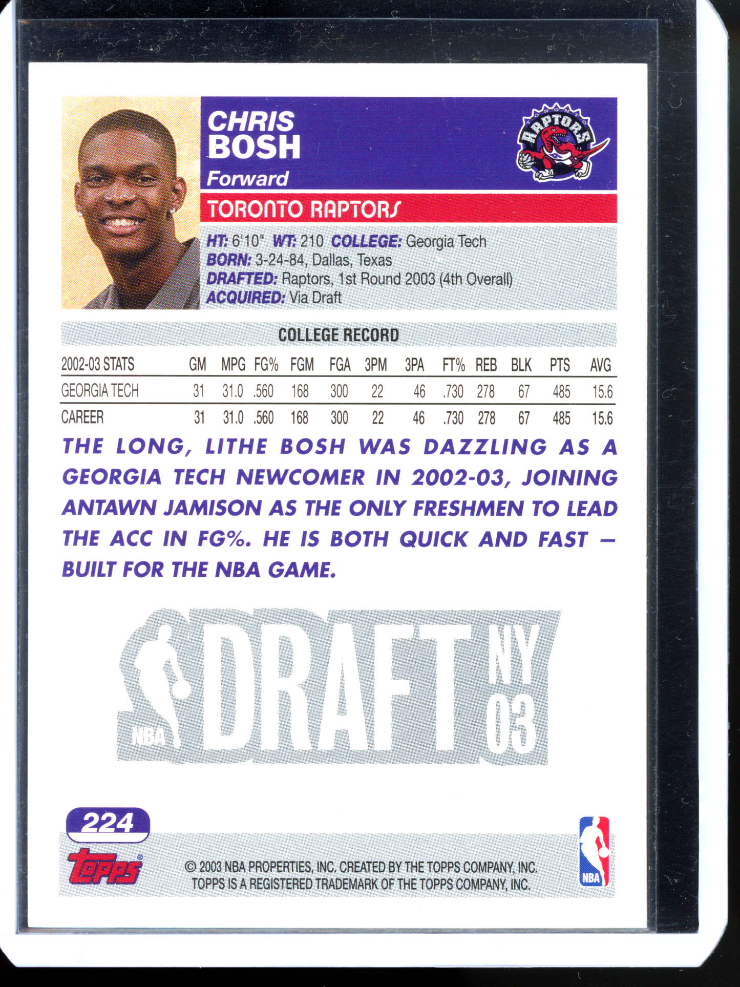 Chris Bosh Rookie Karte I 2003-04 Topps