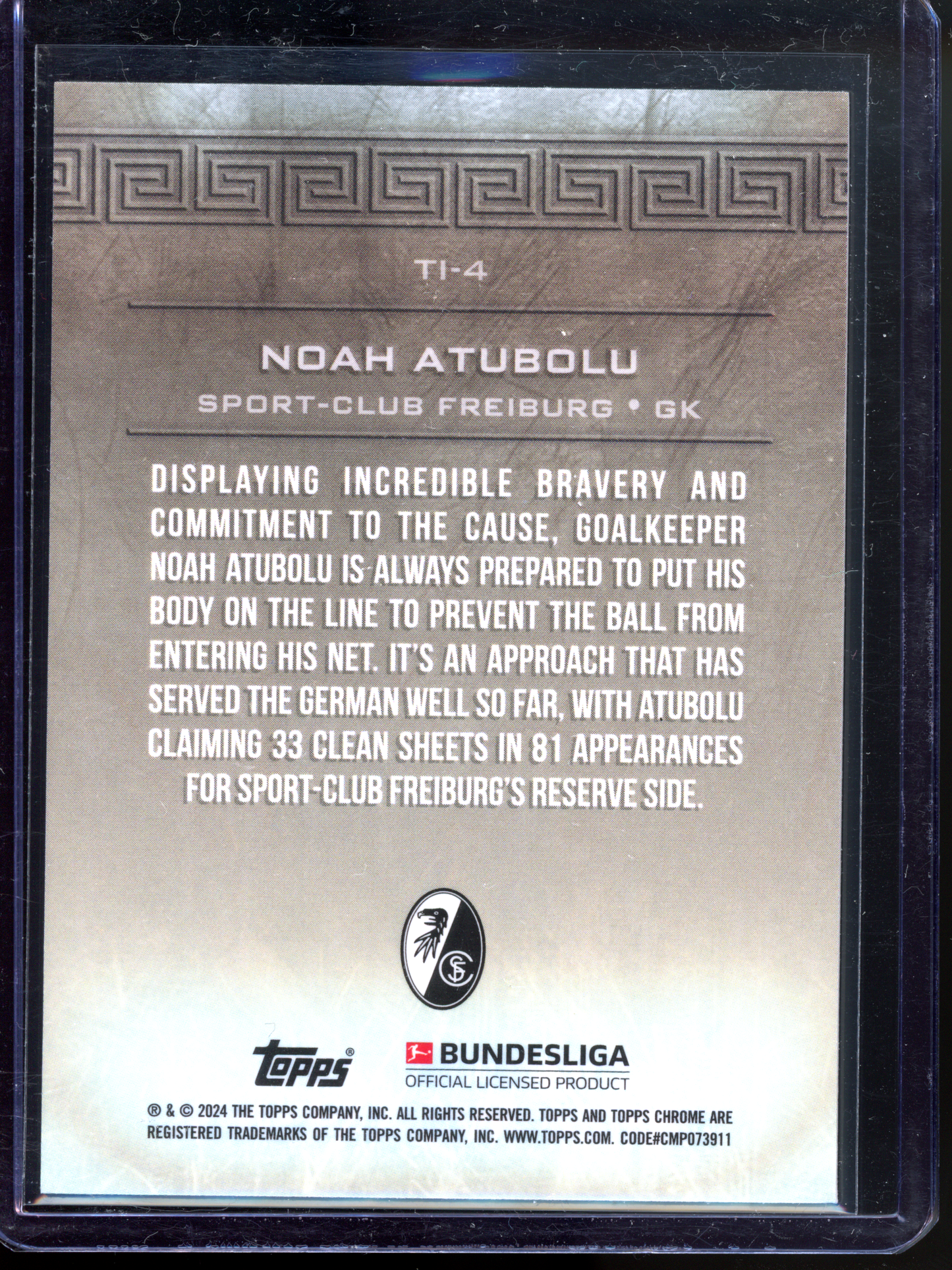 Noah Atubolu Titans Rookie Karte I 2023-24 Topps Chrome Bundesliga