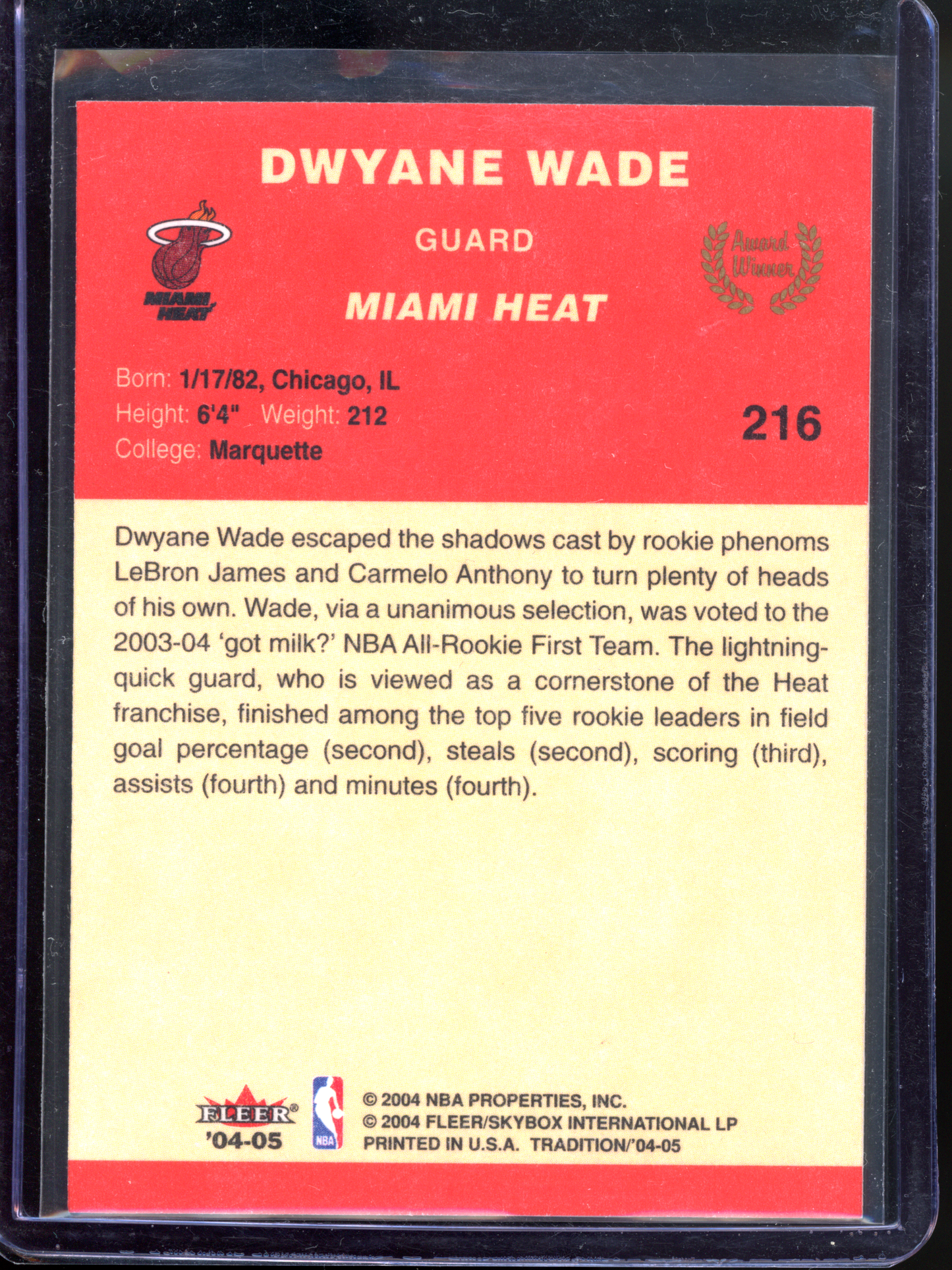 Dwyane Wade Award Winner I 2004-05 Fleer Tradition