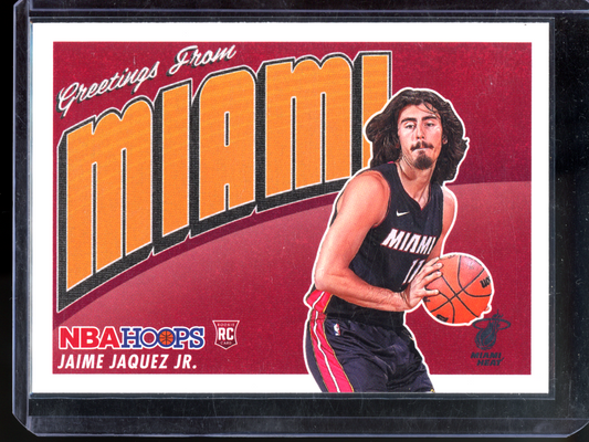 Jaime Jaquez Jr. Greetings from Miami Rookie Karte I 2023-24 Panini NBA Hoops