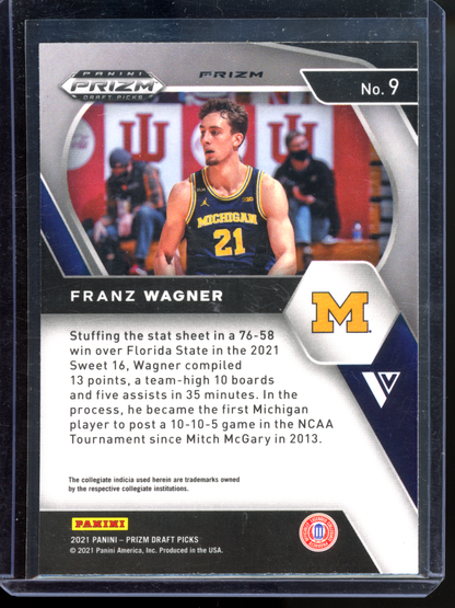 Franz Wagner Silver Michigan Rookie Karte I 2021 Panini Prizm Draft Picks