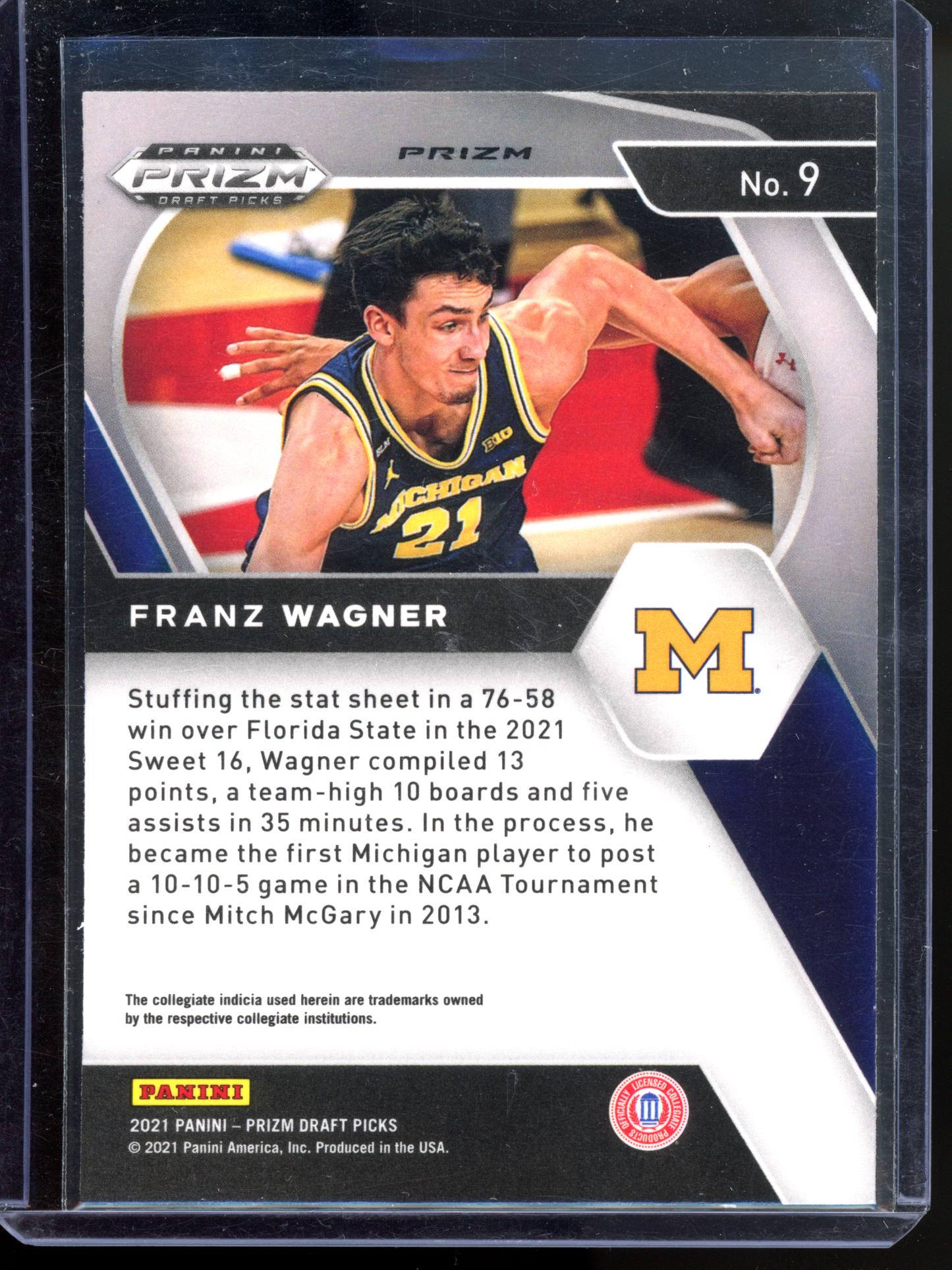 Franz Wagner Silver Michigan Rookie Karte I 2021 Panini Prizm Draft Picks