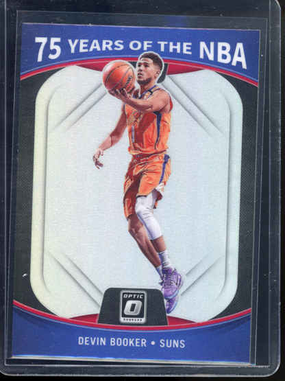 Devin Booker 75 Years of the NBA Silver I 2021-22 Panini Donruss Optic