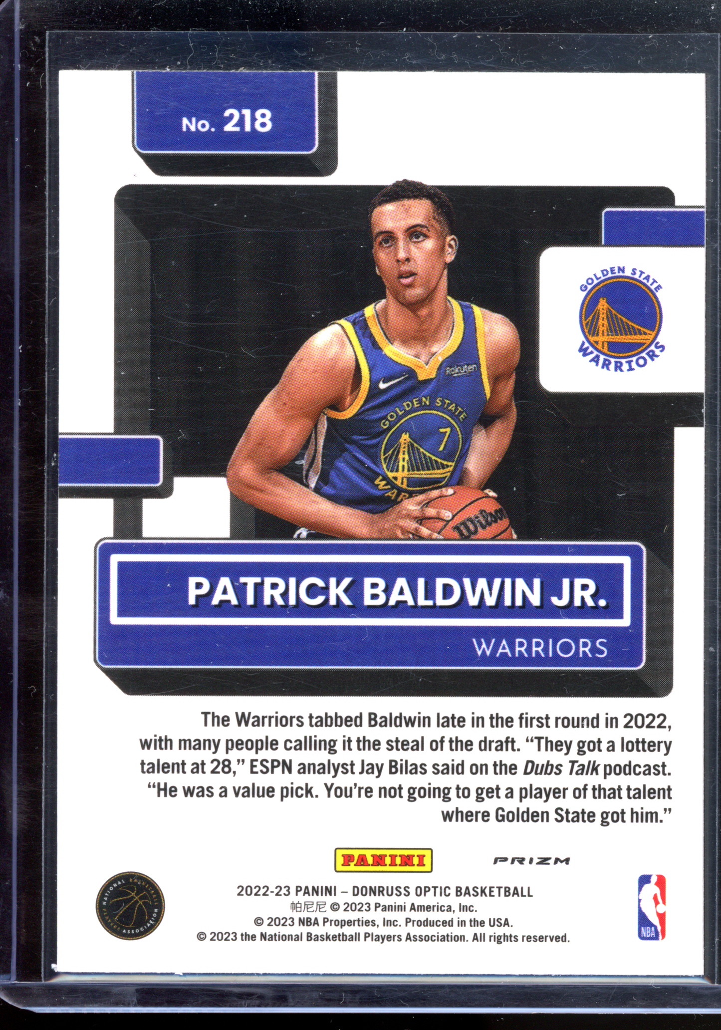 Patrick Baldwin Jr. Basketballs Prizm Rookie Karte I 2022-23 Donruss Optic