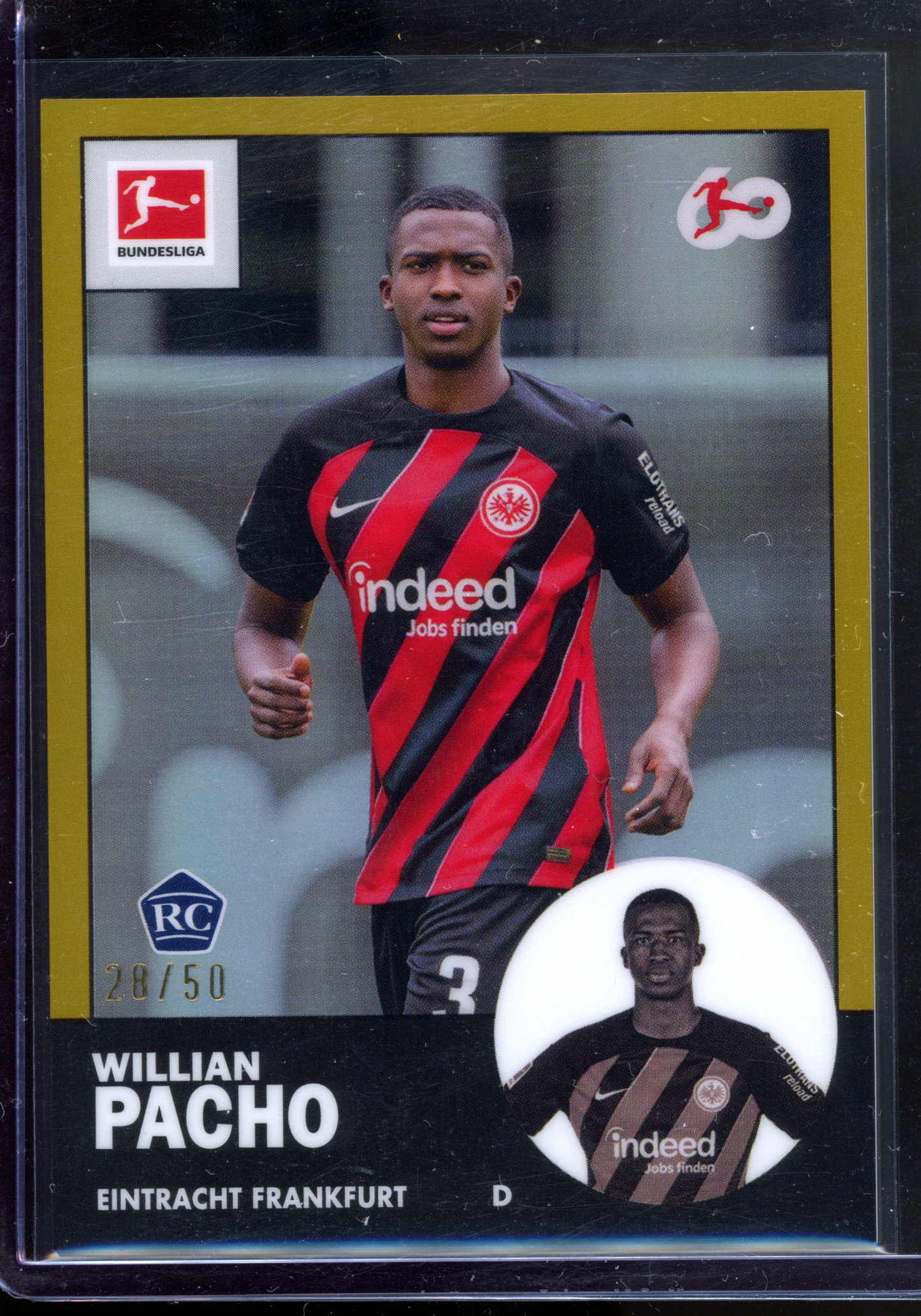 Willian Pacho Gold Rookie Karte - Limitiert auf 50 I 2023-24 Topps Chrome 60 Jahre Bundesliga