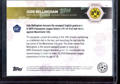 Jude Bellingham Youngest English Scorer Rookie Karte I 2021 Topps Now Champions League