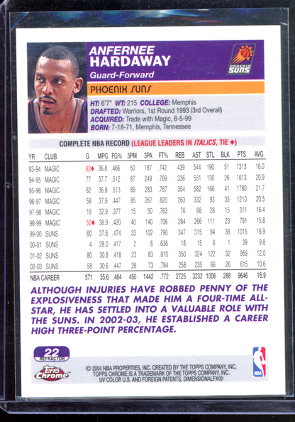 Penny Anfernee Hardaway Refractor I 2003-04 Topps Chrome