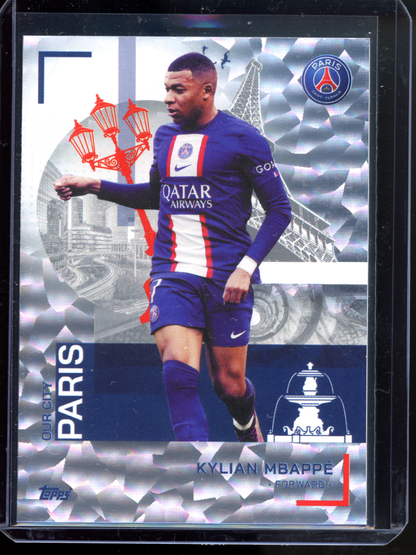 Kylian Mbappe Ice Refractor I 2023 Topps Paris Saint-Germain Team Set