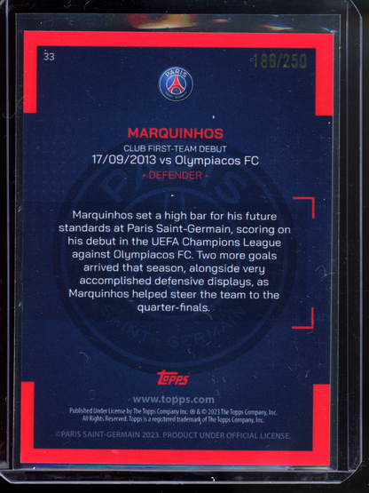 Marquinhos Our City Green I 2023 Topps Paris Saint-Germain Team Set