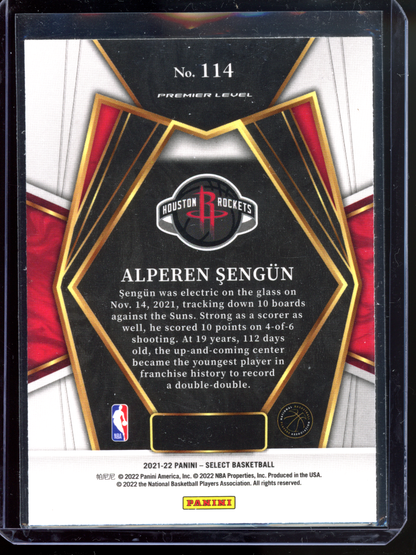 Alperen Sengün Rookie Karte I 2021-22 Panini Select Premier Level