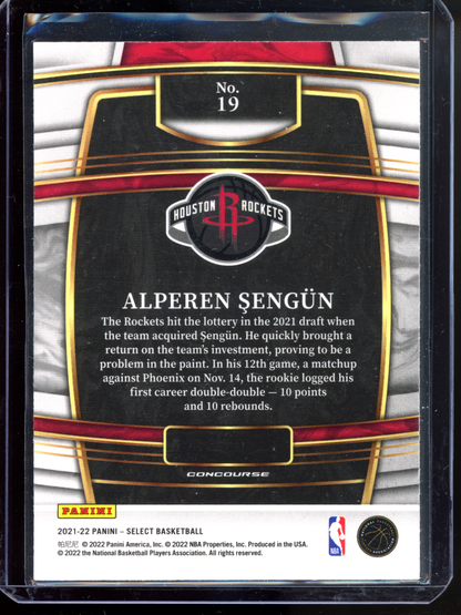 Alperen Sengün Concourse Rookie Karte I 2021-22 Panini Select