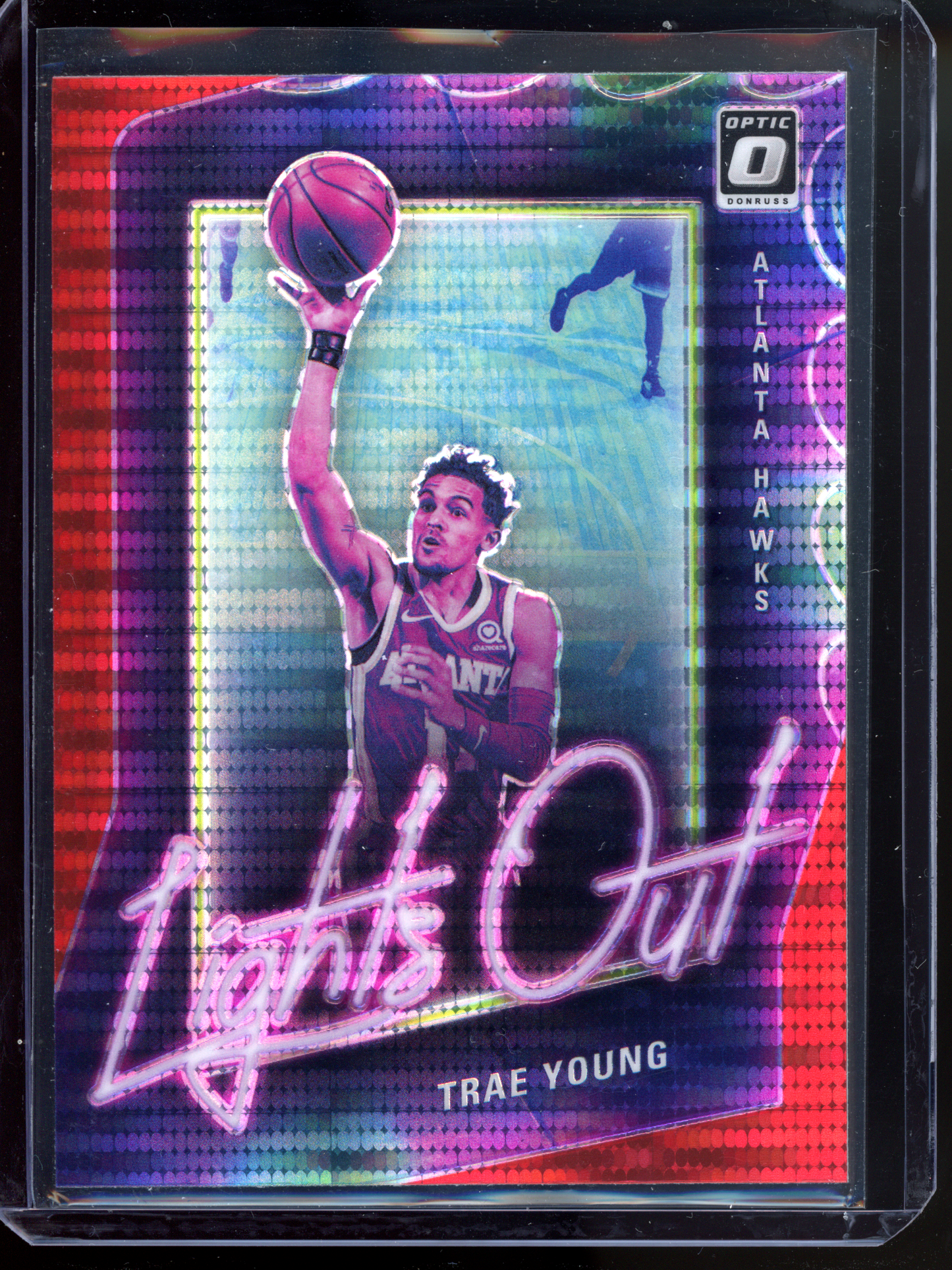 Trae Young Lights Out Red Wave I 2020-21 Panini Donruss Optic Prizm