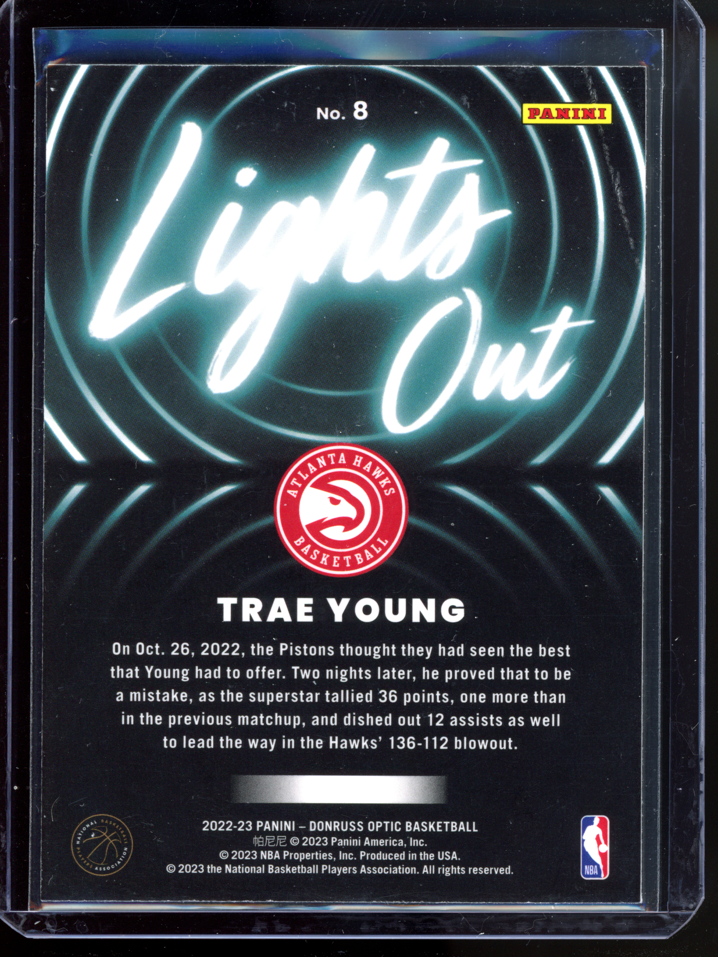 Trae Young Lights Out I 2022-23 Panini Donruss Optic