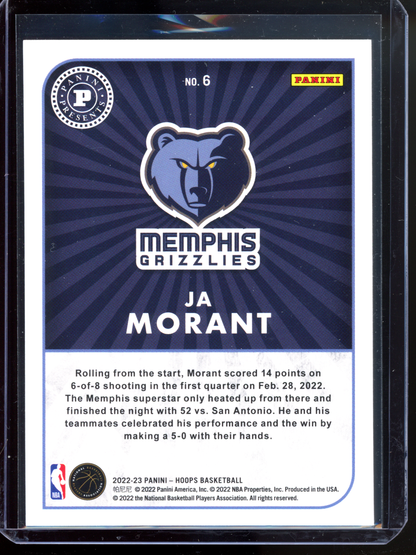 Ja Morant Career-High 52 Points against Spurs I 2022-23 Panini NBA Hoops