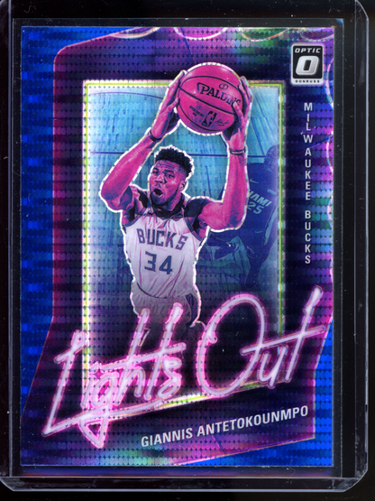 Giannis Antetokounmpo Lights Out Blue Wave  I 2020-21 Panini Donruss Optic Prizm