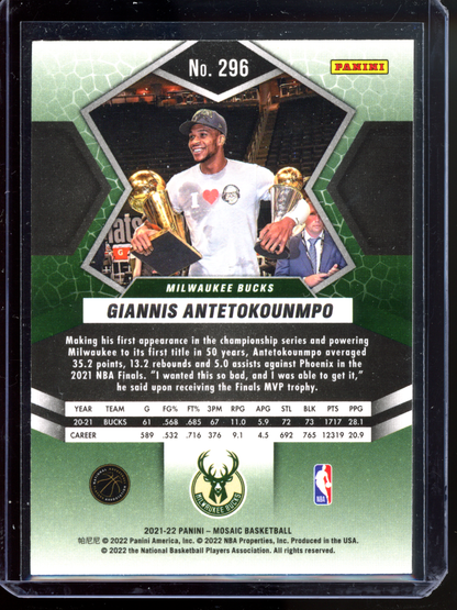 Giannis Antetokounmpo Finals MVP I 2021-22 Panini Mosaic