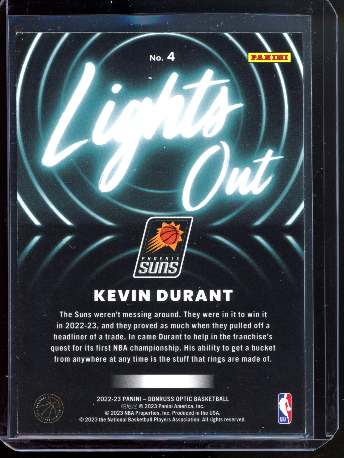 Kevin Durant Lights Out I 2022-23 Panini Donruss Optic