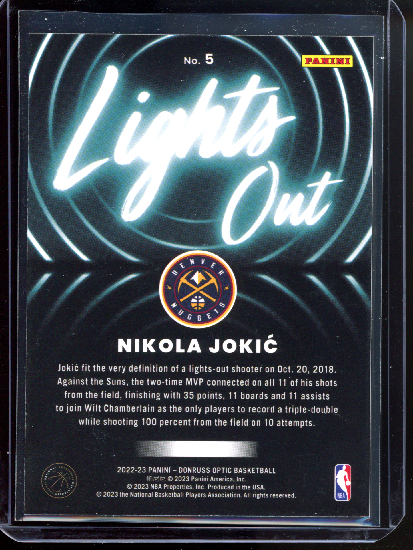 Nikola Jokic Lights Out I 2022-23 Panini Donruss Optic