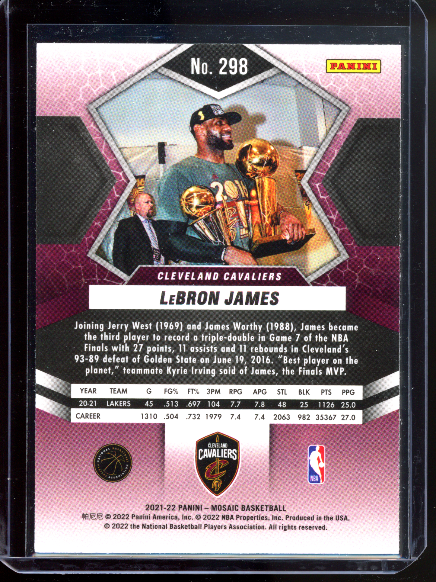 LeBron James Finals MVP I 2021-22 Panini Mosaic