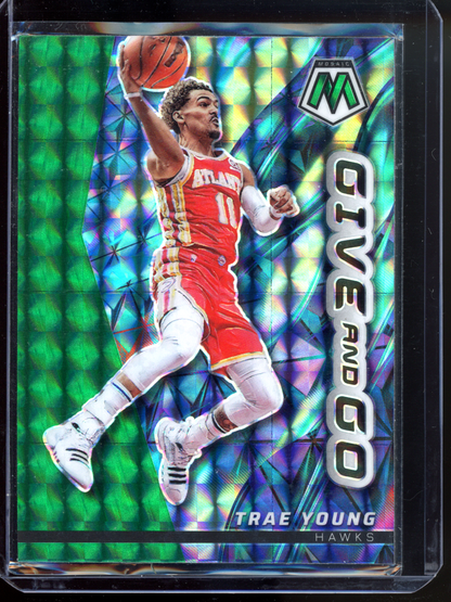 Trae Young Give and Go Green I 2022-23 Panini Mosaic Prizm